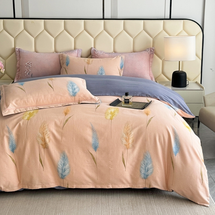 91家纺网 家纺一手货源 找家纺 U品汇 【A类母婴级】加厚全棉纯棉磨毛数码印花四件套生态磨毛100%棉（不是全棉不要钱）芦苇仙子米