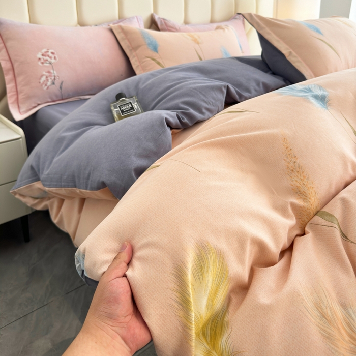 91家纺网 家纺一手货源 找家纺 U品汇 【A类母婴级】加厚全棉纯棉磨毛数码印花四件套生态磨毛100%棉（不是全棉不要钱）芦苇仙子米