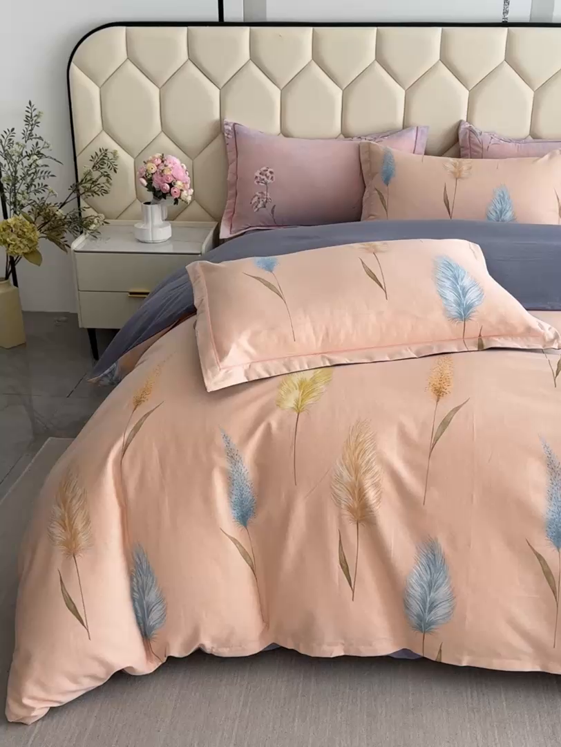 91家纺网 家纺一手货源 找家纺 U品汇 【A类母婴级】加厚全棉纯棉磨毛数码印花四件套生态磨毛100%棉（不是全棉不要钱）芦苇仙子米