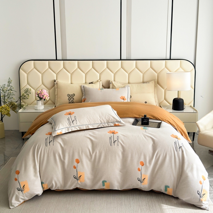 91家纺网 家纺一手货源 找家纺 U品汇 【A类母婴级】加厚全棉纯棉磨毛数码印花四件套生态磨毛100%棉（不是全棉不要钱）米娅灰