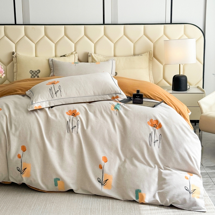 91家纺网 家纺一手货源 找家纺 U品汇 【A类母婴级】加厚全棉纯棉磨毛数码印花四件套生态磨毛100%棉（不是全棉不要钱）米娅灰