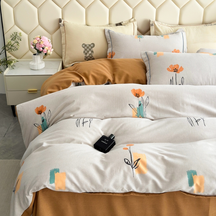 91家纺网 家纺一手货源 找家纺 U品汇 【A类母婴级】加厚全棉纯棉磨毛数码印花四件套生态磨毛100%棉（不是全棉不要钱）米娅灰