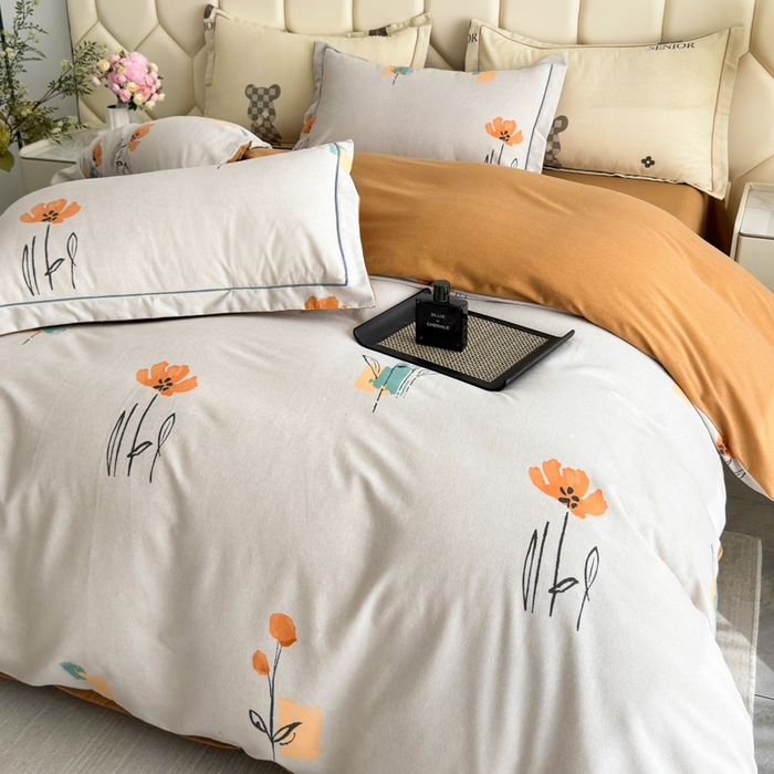 91家纺网 家纺一手货源 找家纺 U品汇 【A类母婴级】加厚全棉纯棉磨毛数码印花四件套生态磨毛100%棉（不是全棉不要钱）米娅灰