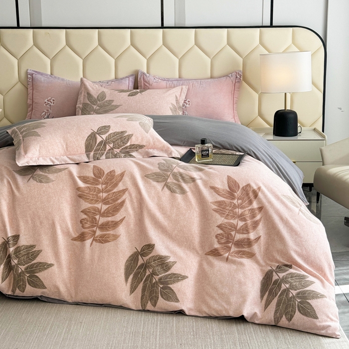 91家纺网 家纺一手货源 找家纺 U品汇 【A类母婴级】加厚全棉纯棉磨毛数码印花四件套生态磨毛100%棉（不是全棉不要钱）若烟豆沙