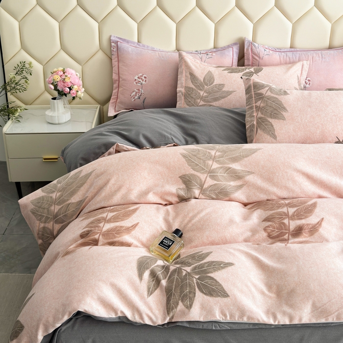 91家纺网 家纺一手货源 找家纺 U品汇 【A类母婴级】加厚全棉纯棉磨毛数码印花四件套生态磨毛100%棉（不是全棉不要钱）若烟豆沙