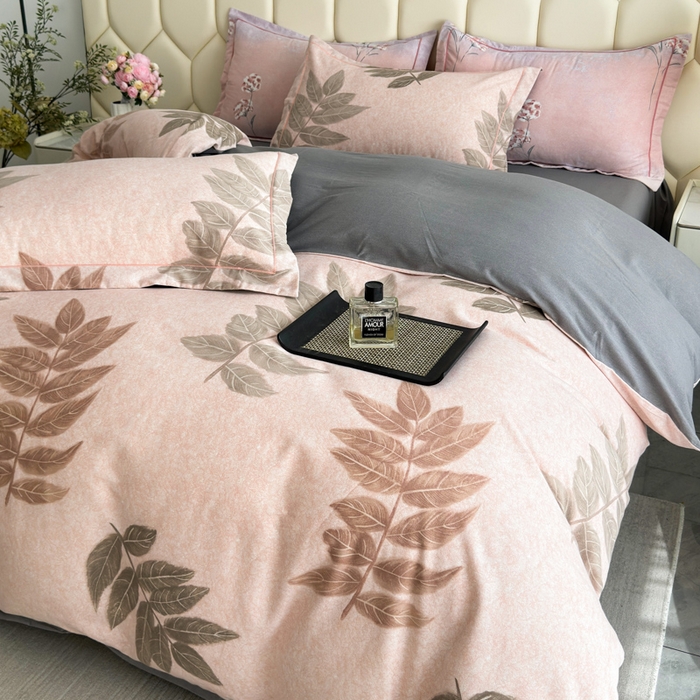 91家纺网 家纺一手货源 找家纺 U品汇 【A类母婴级】加厚全棉纯棉磨毛数码印花四件套生态磨毛100%棉（不是全棉不要钱）若烟豆沙