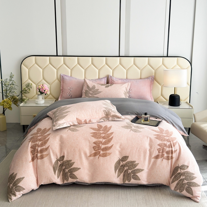 91家纺网 家纺一手货源 找家纺 U品汇 【A类母婴级】加厚全棉纯棉磨毛数码印花四件套生态磨毛100%棉（不是全棉不要钱）若烟豆沙