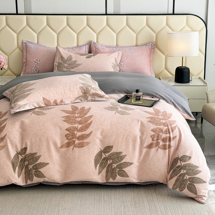 91家纺网 家纺一手货源 找家纺 U品汇 【A类母婴级】加厚全棉纯棉磨毛数码印花四件套生态磨毛100%棉（不是全棉不要钱）若烟豆沙