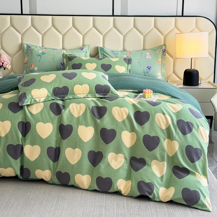 91家纺网 家纺一手货源 找家纺 U品汇 【A类母婴级】加厚全棉纯棉磨毛数码印花四件套生态磨毛100%棉（不是全棉不要钱）少女心-绿