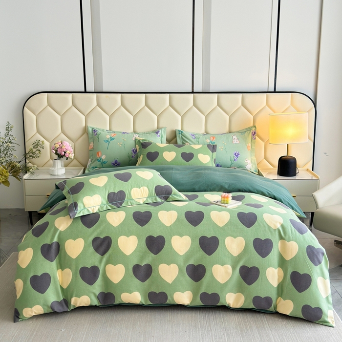 91家纺网 家纺一手货源 找家纺 U品汇 【A类母婴级】加厚全棉纯棉磨毛数码印花四件套生态磨毛100%棉（不是全棉不要钱）少女心-绿