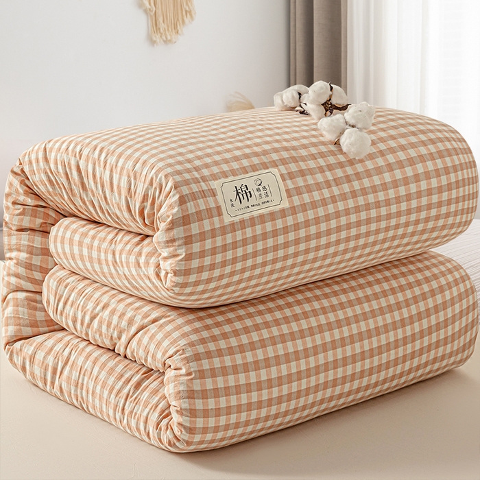 91家纺网 家纺一手货源 找家纺 悠米悠家 2025新款蓬松保暖可拆洗新疆棉花被子被芯 粉小格