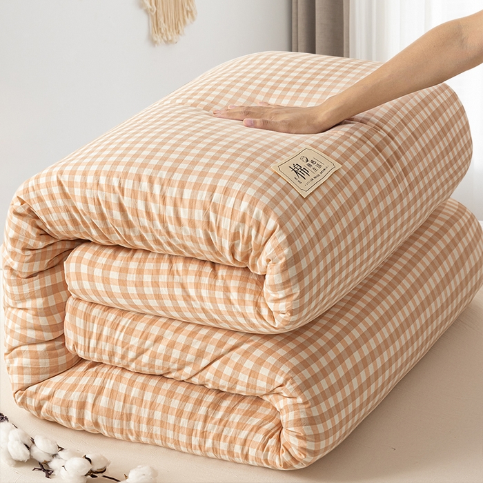 91家纺网 家纺一手货源 找家纺 悠米悠家 2025新款蓬松保暖可拆洗新疆棉花被子被芯 粉小格