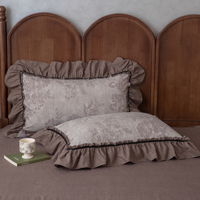 91家纺网 家纺一手货源 找家纺 （总）芯贝儿 2025新款加厚原麻复古风亚麻皱皱双层纱水洗m花边四件套