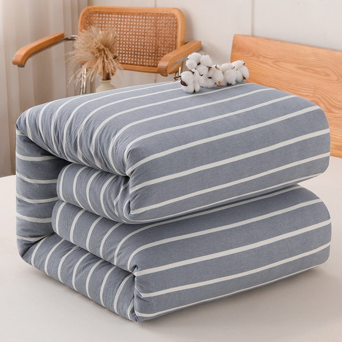 91家纺网 家纺一手货源 找家纺 悠米悠家 2025新款蓬松保暖可拆洗新疆棉花被子被芯 蓝白条