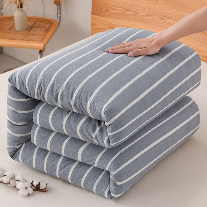 91家纺网 家纺一手货源 找家纺 悠米悠家 2025新款蓬松保暖可拆洗新疆棉花被子被芯 蓝白条