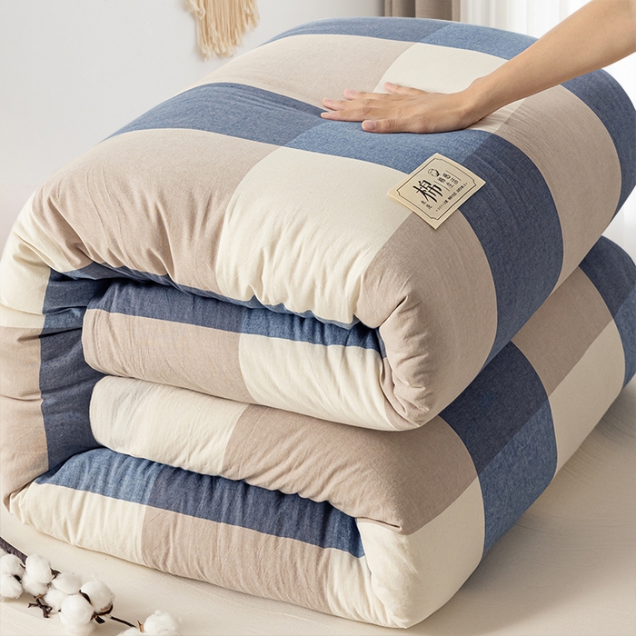 91家纺网 家纺一手货源 找家纺 悠米悠家 2025新款蓬松保暖可拆洗新疆棉花被子被芯 蓝大格