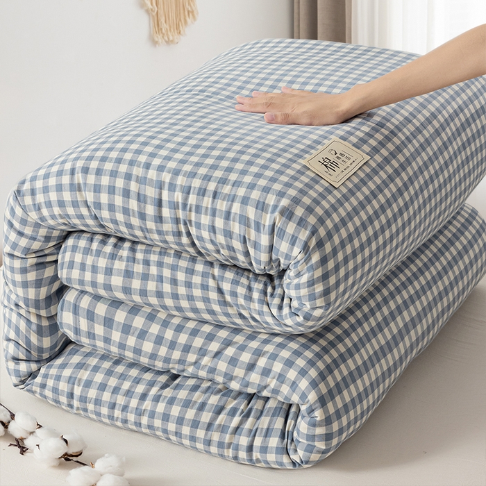 91家纺网 家纺一手货源 找家纺 悠米悠家 2025新款蓬松保暖可拆洗新疆棉花被子被芯 蓝小格