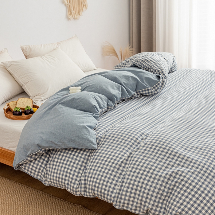 91家纺网 家纺一手货源 找家纺 悠米悠家 2025新款蓬松保暖可拆洗新疆棉花被子被芯 蓝小格