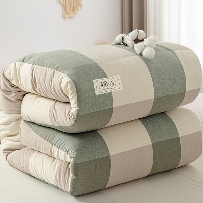 91家纺网 家纺一手货源 找家纺 悠米悠家 2025新款蓬松保暖可拆洗新疆棉花被子被芯 绿大格