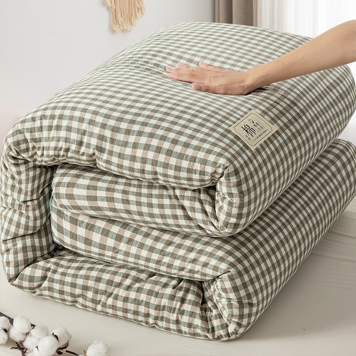 91家纺网 家纺一手货源 找家纺 悠米悠家 2025新款蓬松保暖可拆洗新疆棉花被子被芯 绿小格