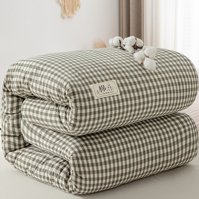 91家纺网 家纺一手货源 找家纺 悠米悠家 2025新款蓬松保暖可拆洗新疆棉花被子被芯 绿小格