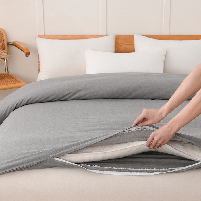 91家纺网 家纺一手货源 找家纺 悠米悠家 2025新款蓬松保暖可拆洗新疆棉花被子被芯 浅灰色