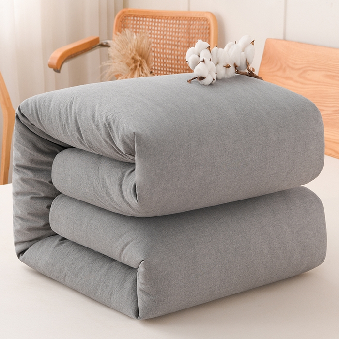 91家纺网 家纺一手货源 找家纺 悠米悠家 2025新款蓬松保暖可拆洗新疆棉花被子被芯 浅灰色