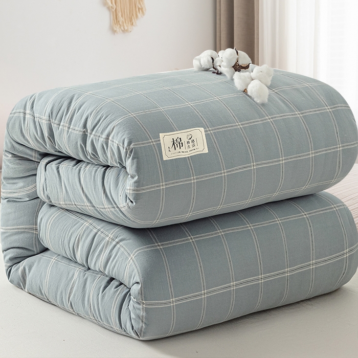 91家纺网 家纺一手货源 找家纺 悠米悠家 2025新款蓬松保暖可拆洗新疆棉花被子被芯 条纹蓝