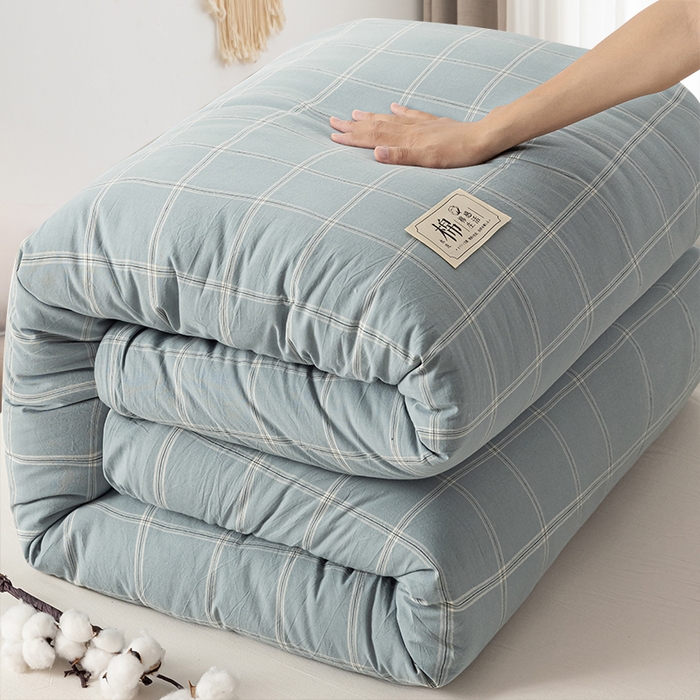 91家纺网 家纺一手货源 找家纺 悠米悠家 2025新款蓬松保暖可拆洗新疆棉花被子被芯 条纹蓝