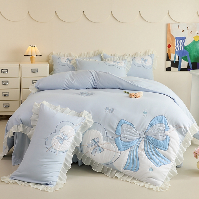 91家纺网 家纺一手货源 找家纺 （总）慕语家纺 2025新款工艺款法式花边亲肤贴布绣浪漫告白磨毛四件套（专版花型）