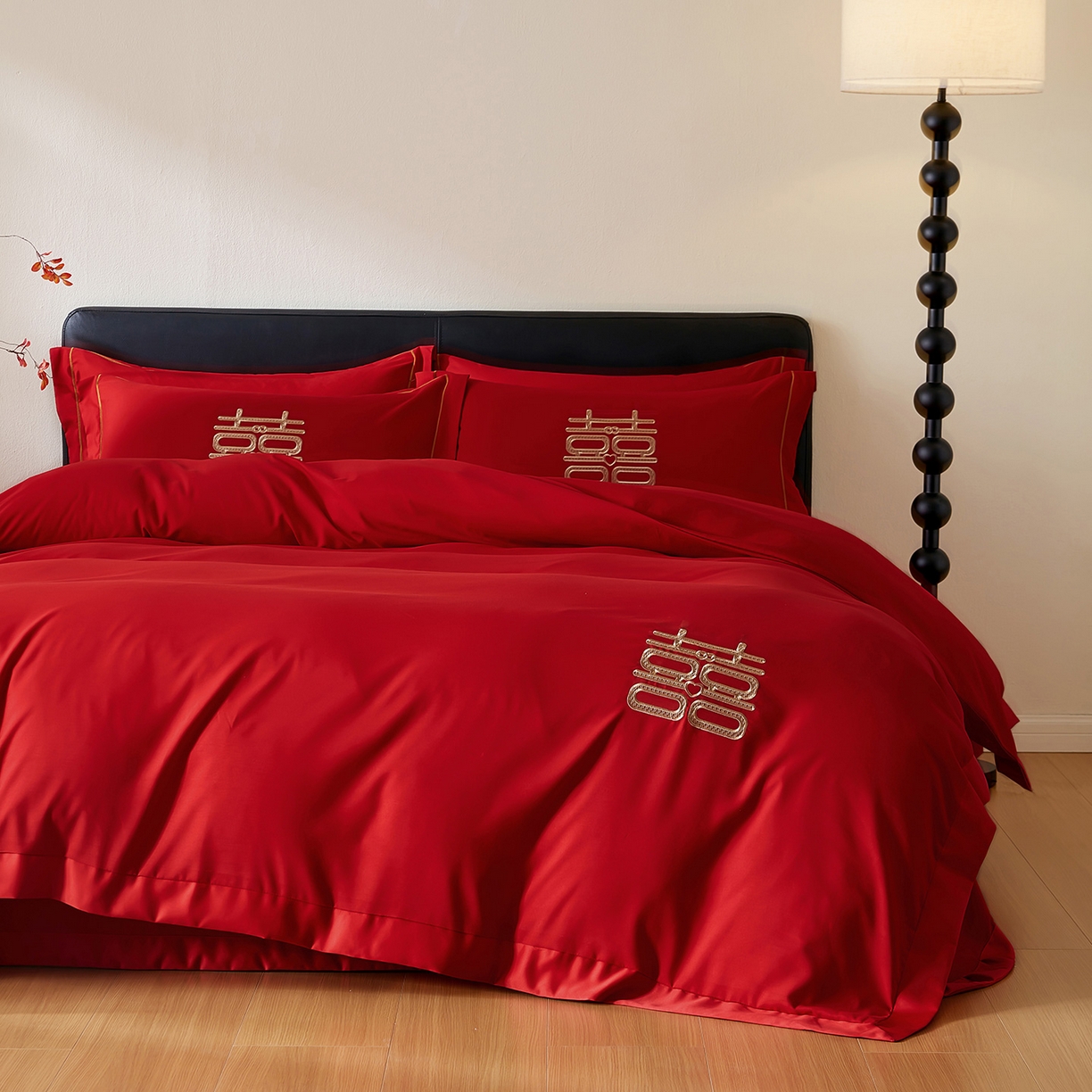 （总）丰淘家纺 2025新款新中式婚庆磨毛刺绣四件套