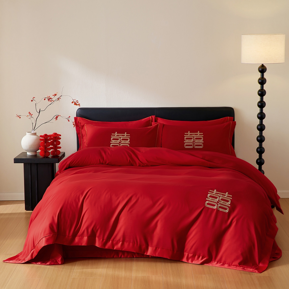 91家纺网 家纺一手货源 找家纺 （总）丰淘家纺 2025新款新中式婚庆磨毛刺绣四件套