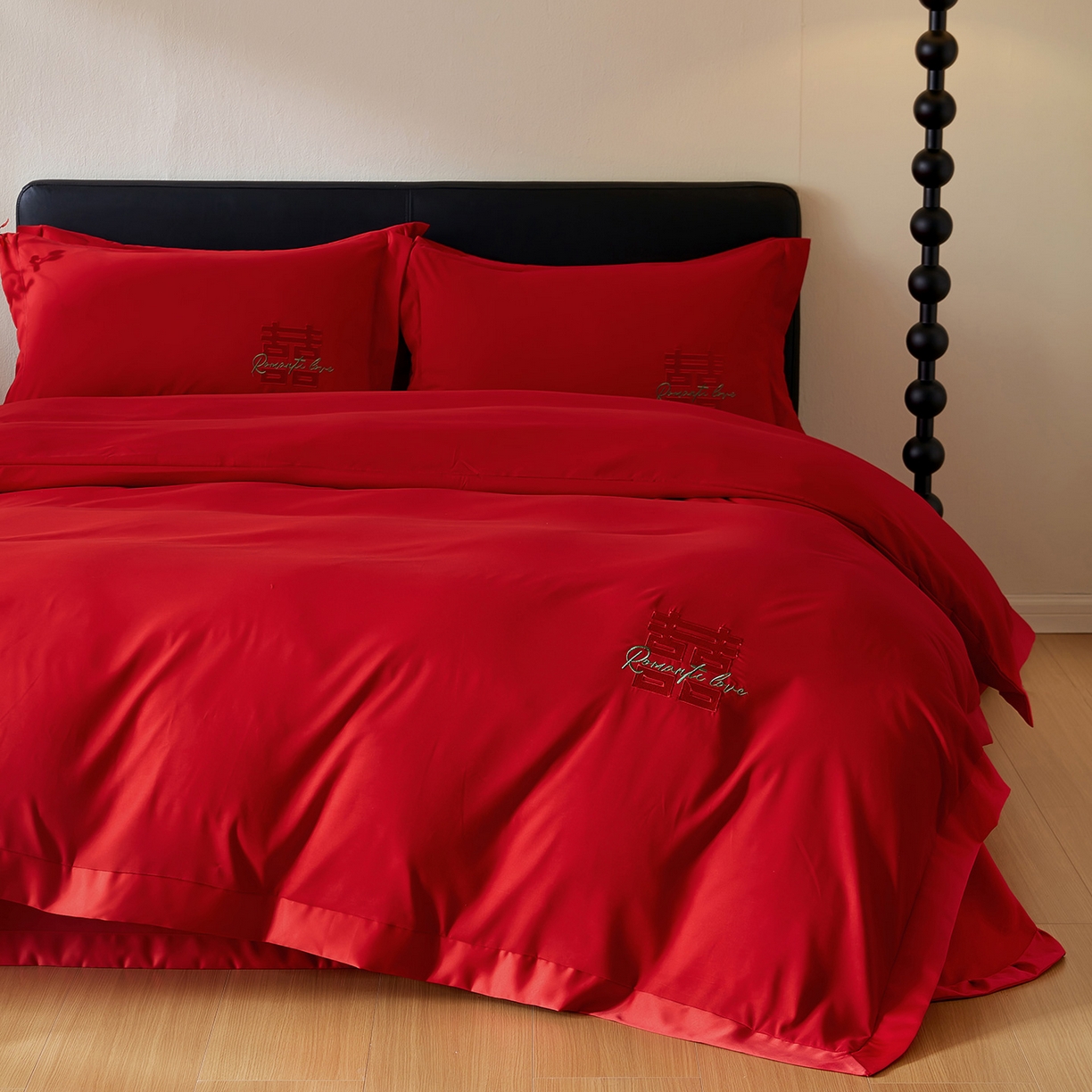 91家纺网 家纺一手货源 找家纺 （总）丰淘家纺 2025新款新中式婚庆磨毛刺绣四件套