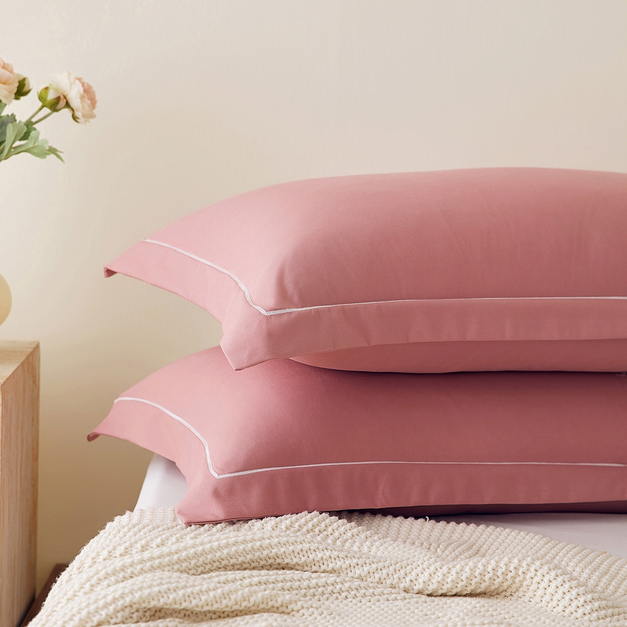 91家纺网 家纺一手货源 找家纺 （总）丰淘家纺 2025新款60水洗棉精美刺绣枕套-牡丹花开