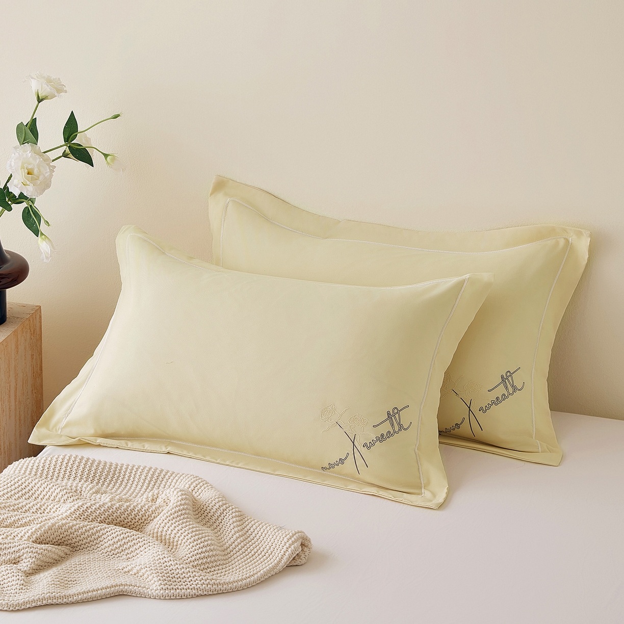 91家纺网 家纺一手货源 找家纺 （总）丰淘家纺 2025新款60水洗棉精美刺绣枕套-牡丹花开