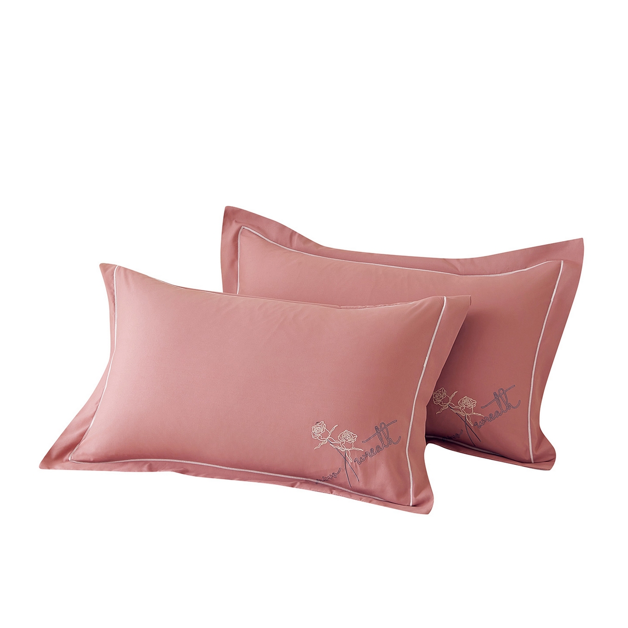 91家纺网 家纺一手货源 找家纺 丰淘家纺 2025新款60水洗棉精美刺绣枕套-牡丹花开 牡丹花开-豆沙