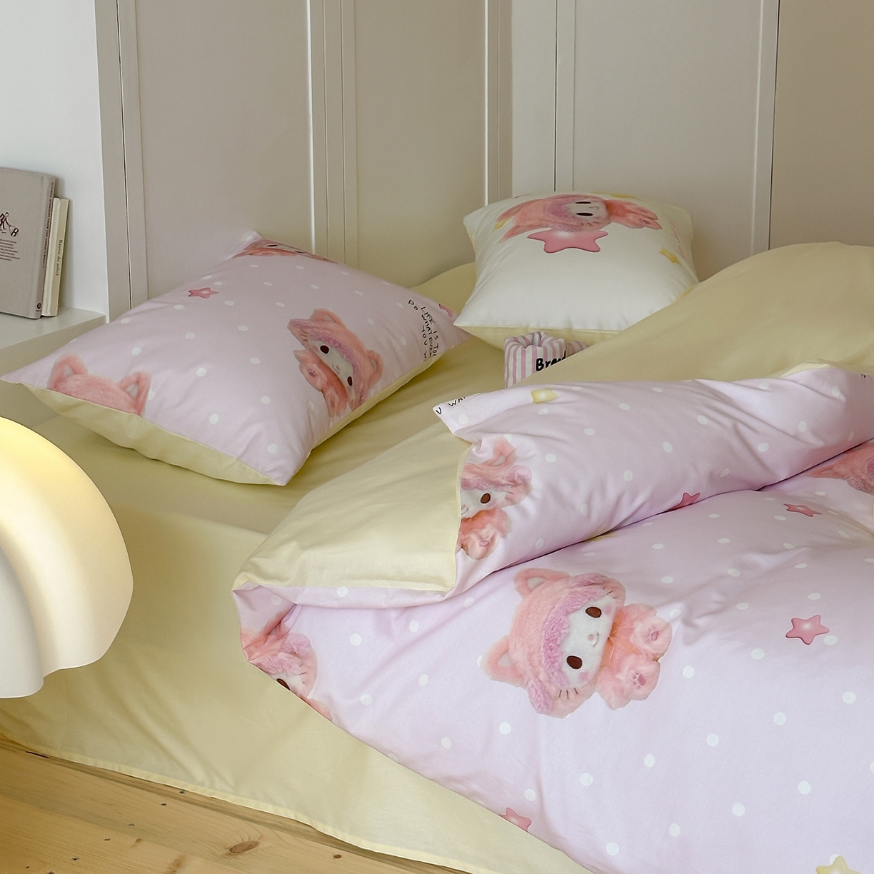91家纺网 家纺一手货源 找家纺 （总）桃子家居 2025新款纯棉数码印花5D卡通混搭可爱少女纯棉系列四件套