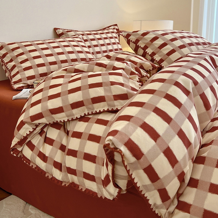 91家纺网 家纺一手货源 找家纺 （总）忆生活 2025秋冬全棉加厚磨毛贝壳边四件套直播爆款