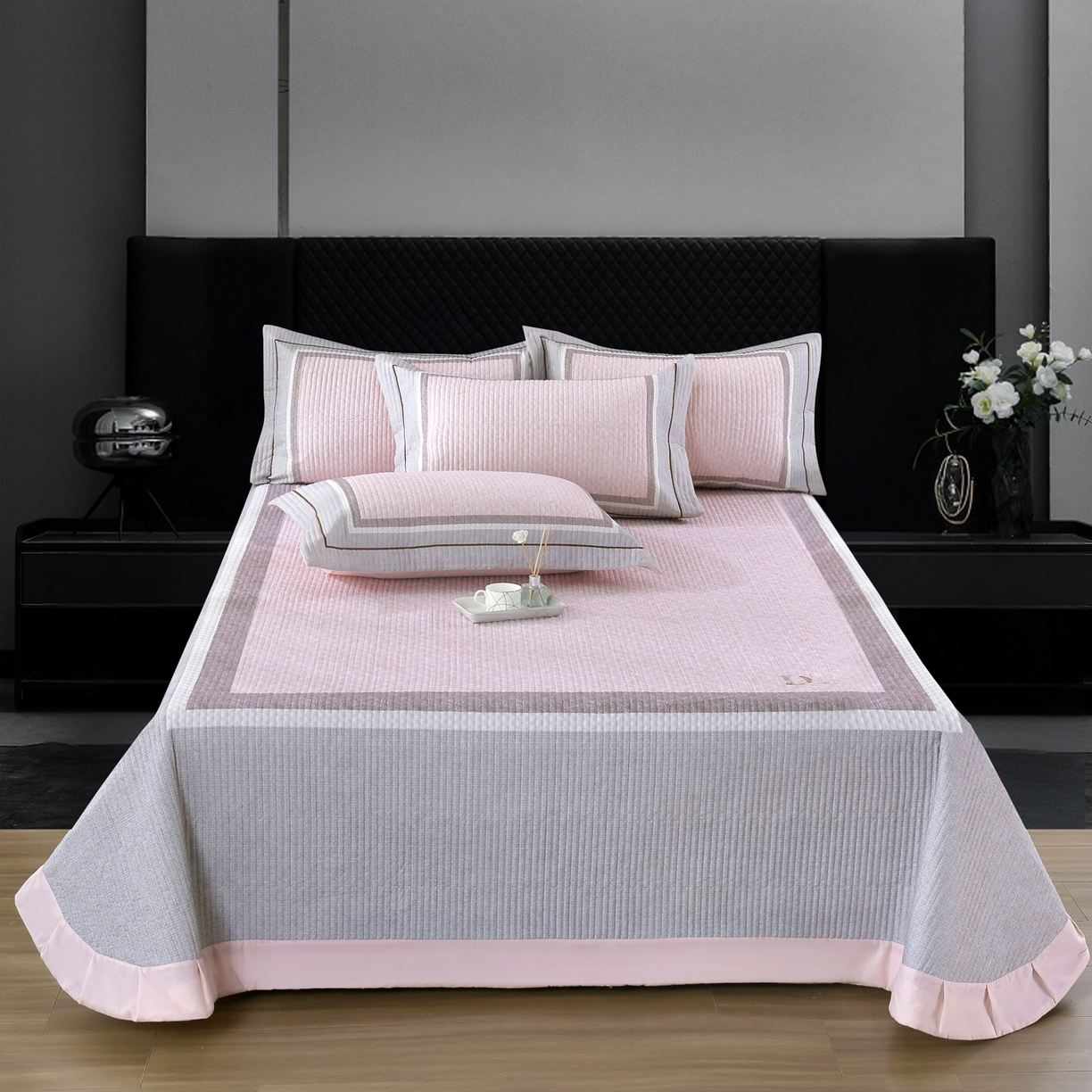 91家纺网 家纺一手货源 找家纺 OL家纺 2025新款亲肤全棉磨毛单品系列四件套 曼蒂-粉