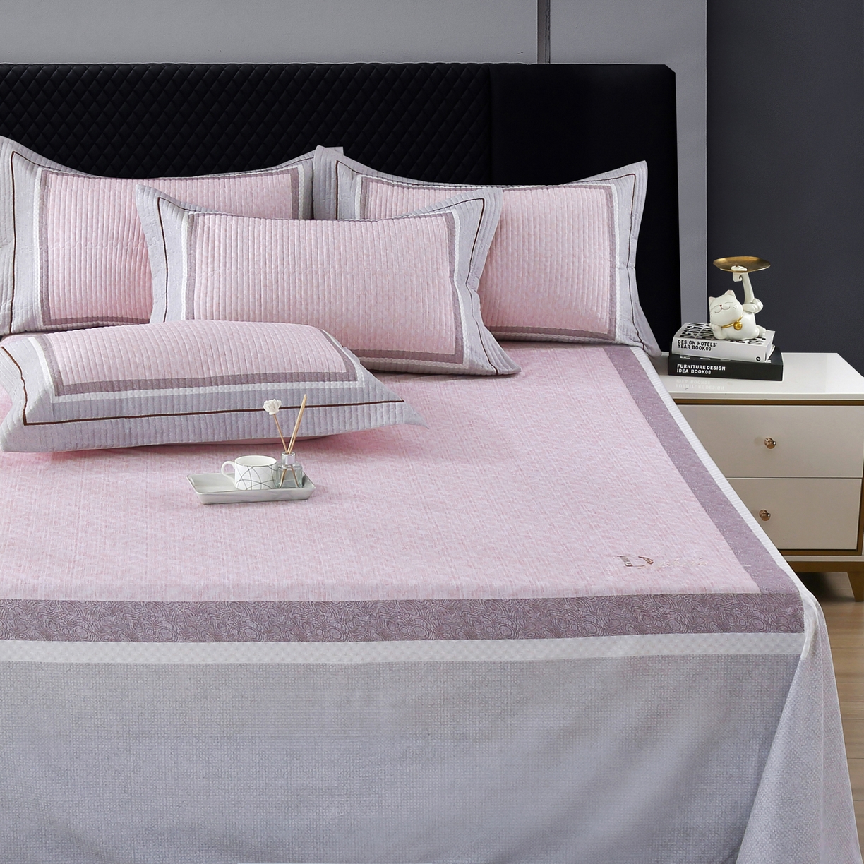 91家纺网 家纺一手货源 找家纺 OL家纺 2025新款亲肤全棉磨毛单品系列四件套 曼蒂-粉