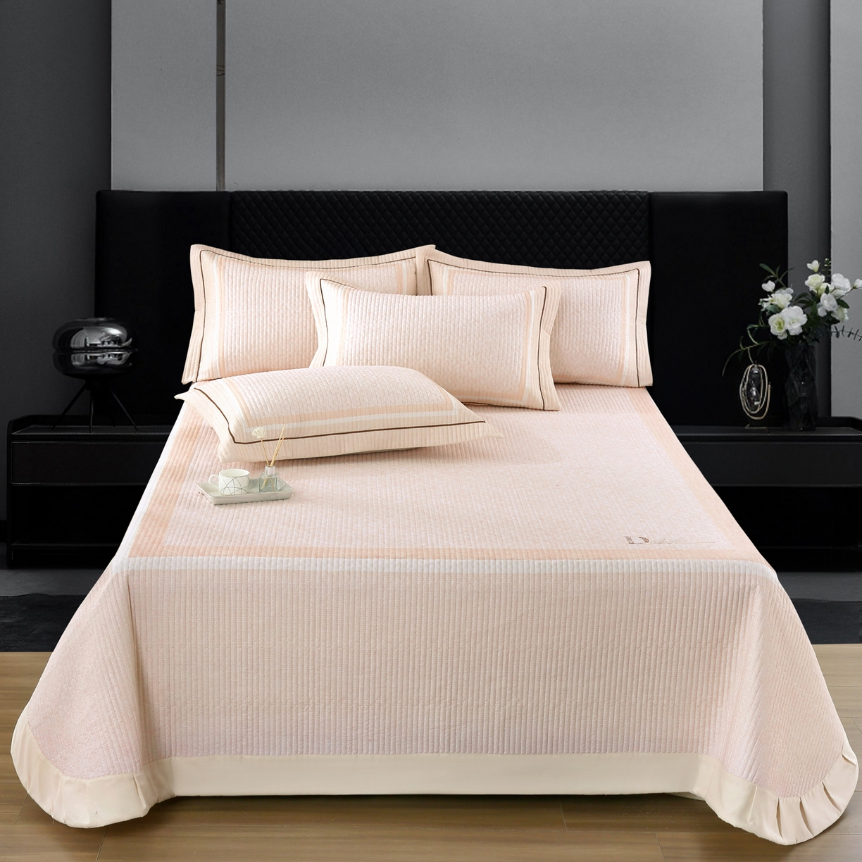 91家纺网 家纺一手货源 找家纺 OL家纺 2025新款亲肤全棉磨毛单品系列四件套 曼蒂-桔