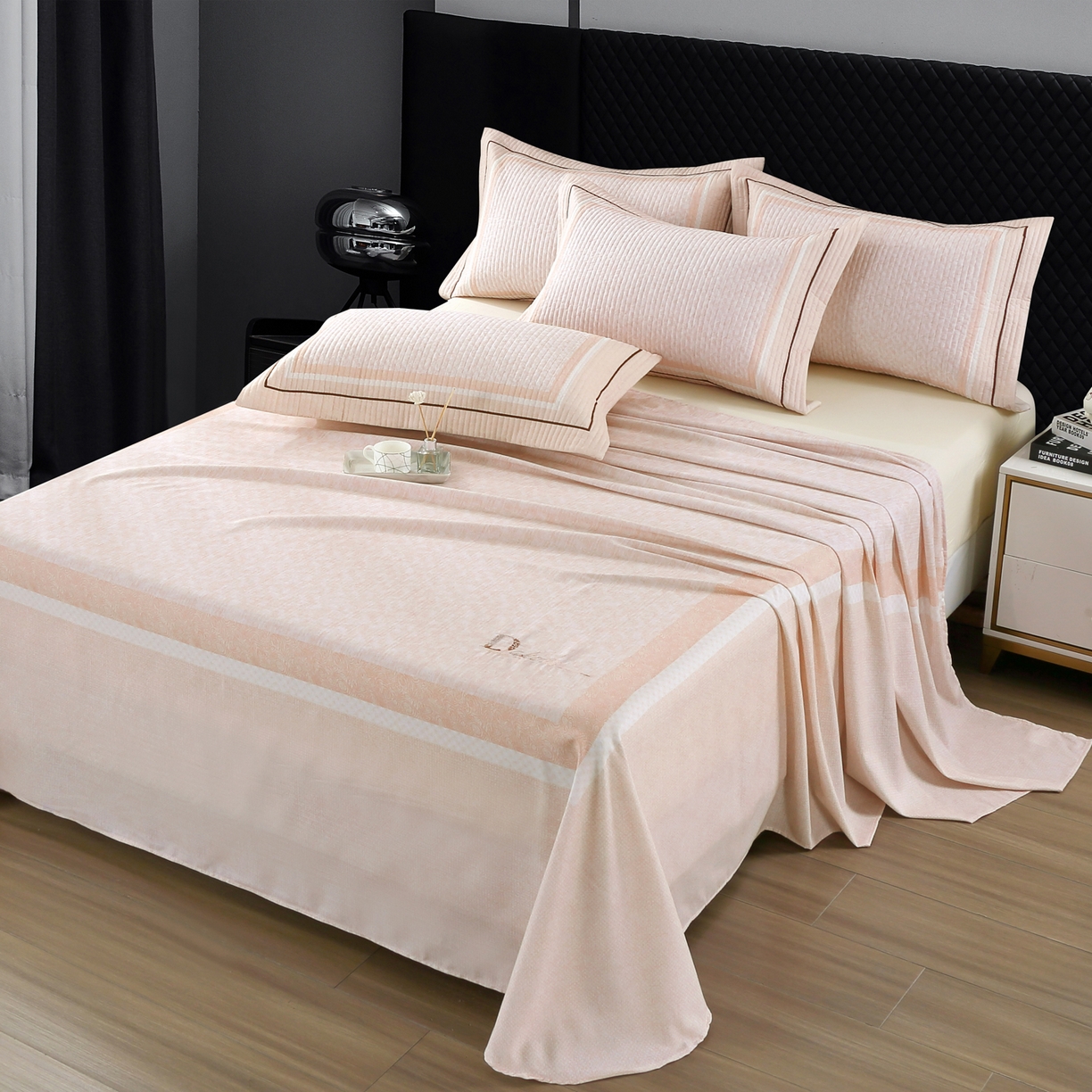 91家纺网 家纺一手货源 找家纺 OL家纺 2025新款亲肤全棉磨毛单品系列四件套 曼蒂-桔