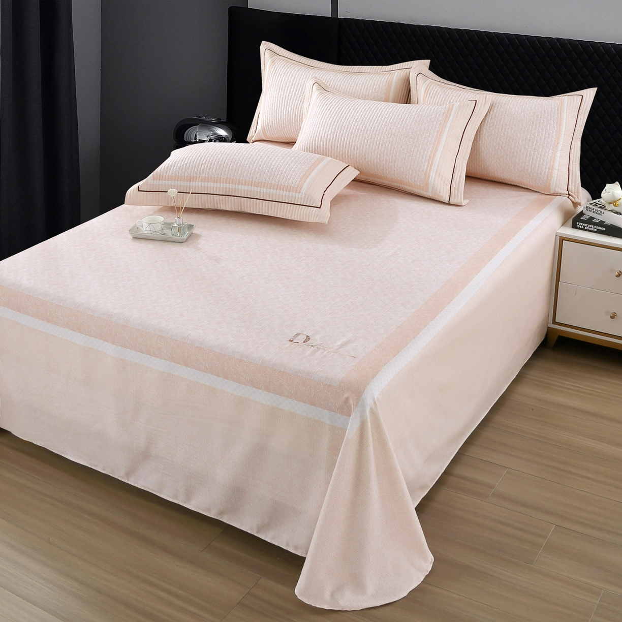 91家纺网 家纺一手货源 找家纺 OL家纺 2025新款亲肤全棉磨毛单品系列四件套 曼蒂-桔