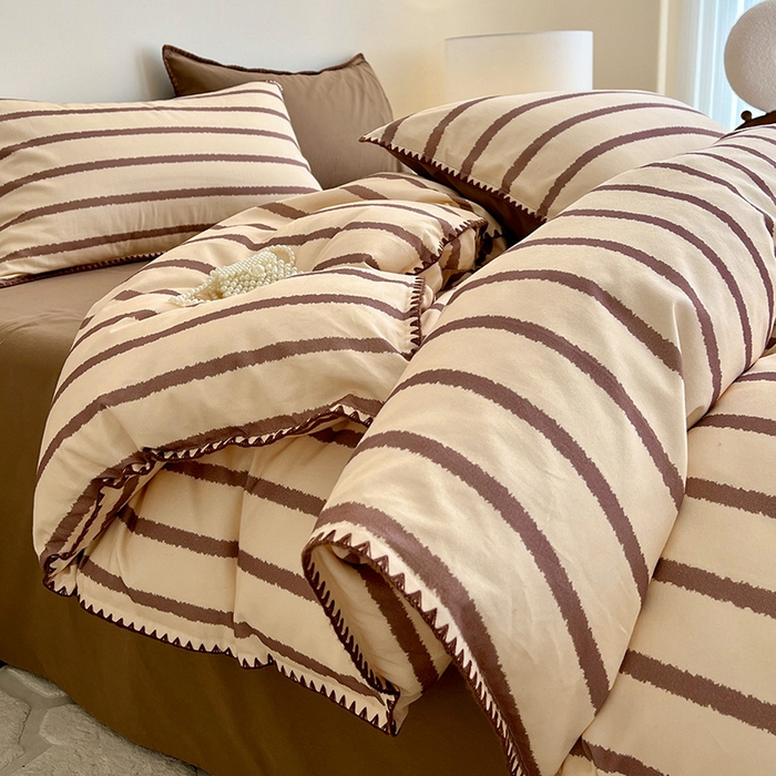 91家纺网 家纺一手货源 找家纺 （总）忆生活 2025秋冬全棉加厚磨毛贝壳边四件套直播爆款