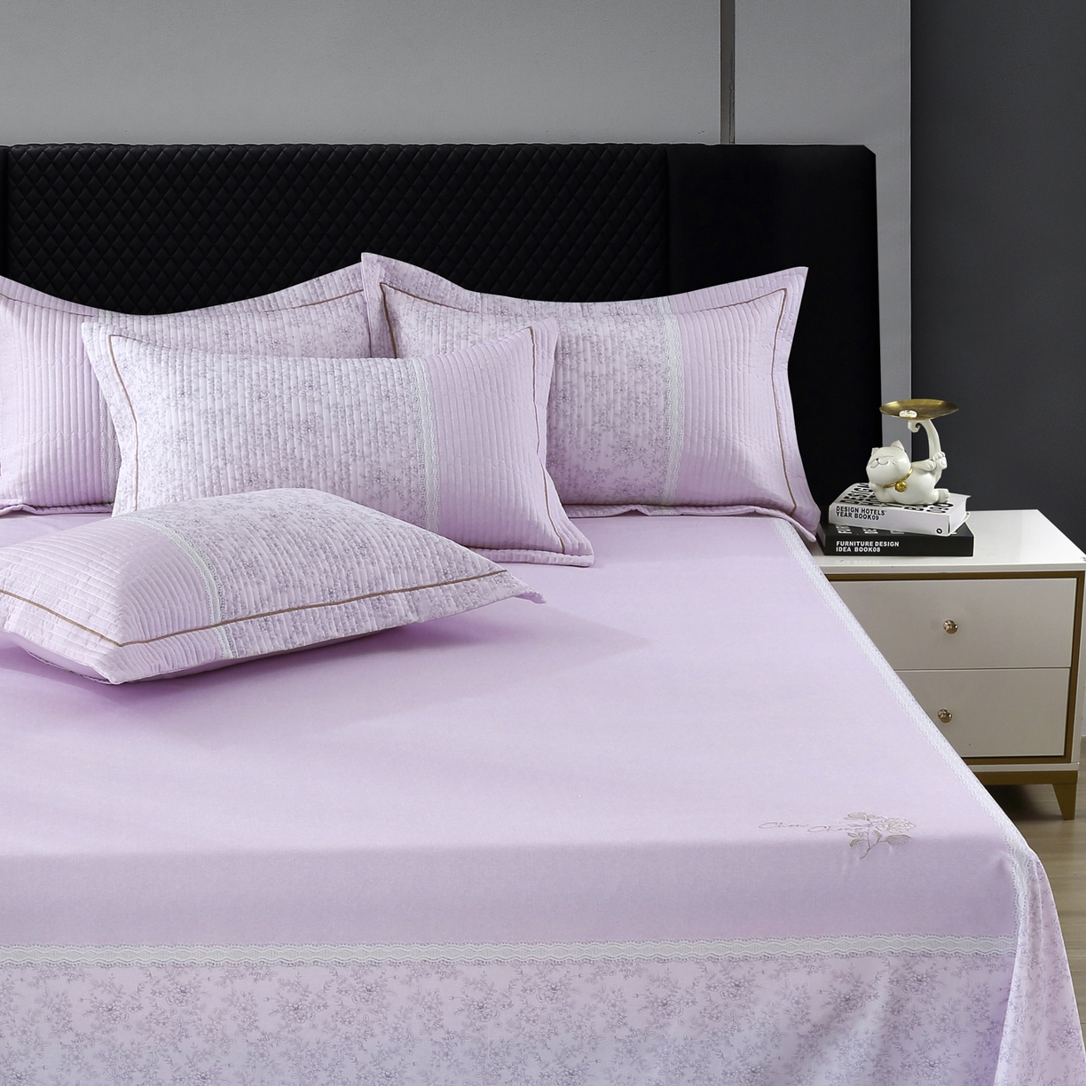 91家纺网 家纺一手货源 找家纺 OL家纺 2025新款亲肤全棉磨毛单品系列四件套 莫妮-粉