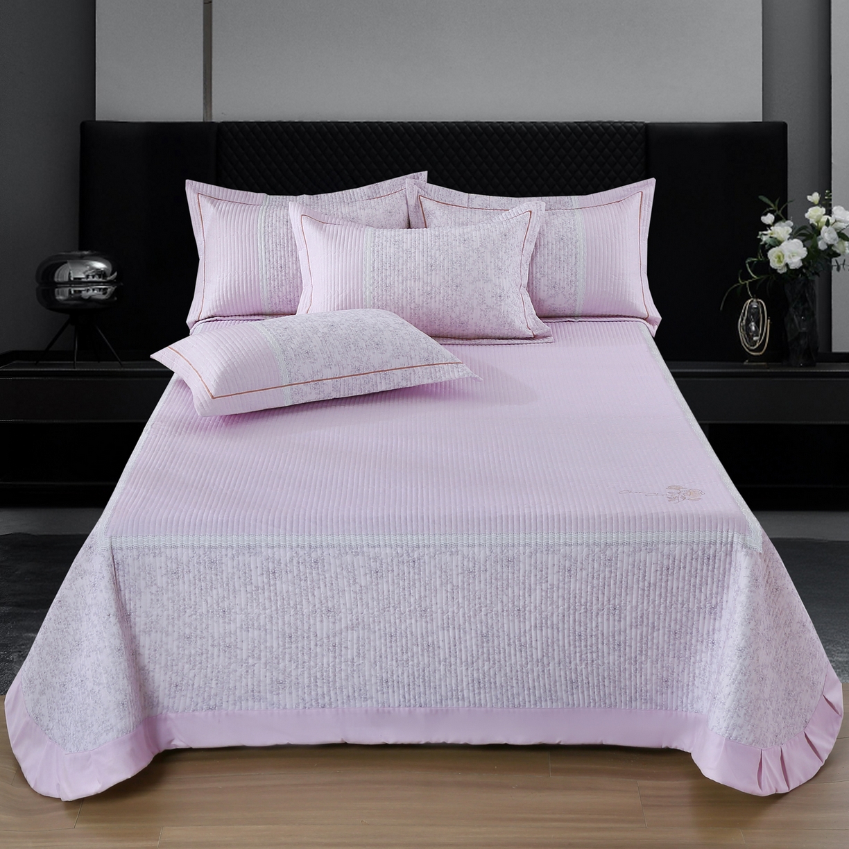 91家纺网 家纺一手货源 找家纺 OL家纺 2025新款亲肤全棉磨毛单品系列四件套 莫妮-粉