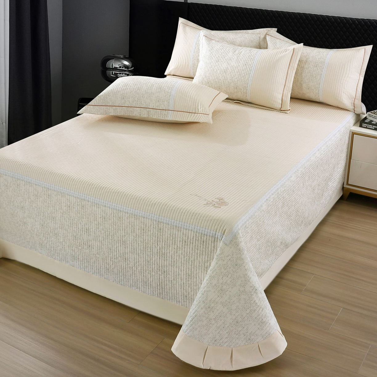 91家纺网 家纺一手货源 找家纺 OL家纺 2025新款亲肤全棉磨毛单品系列四件套 莫妮-黄