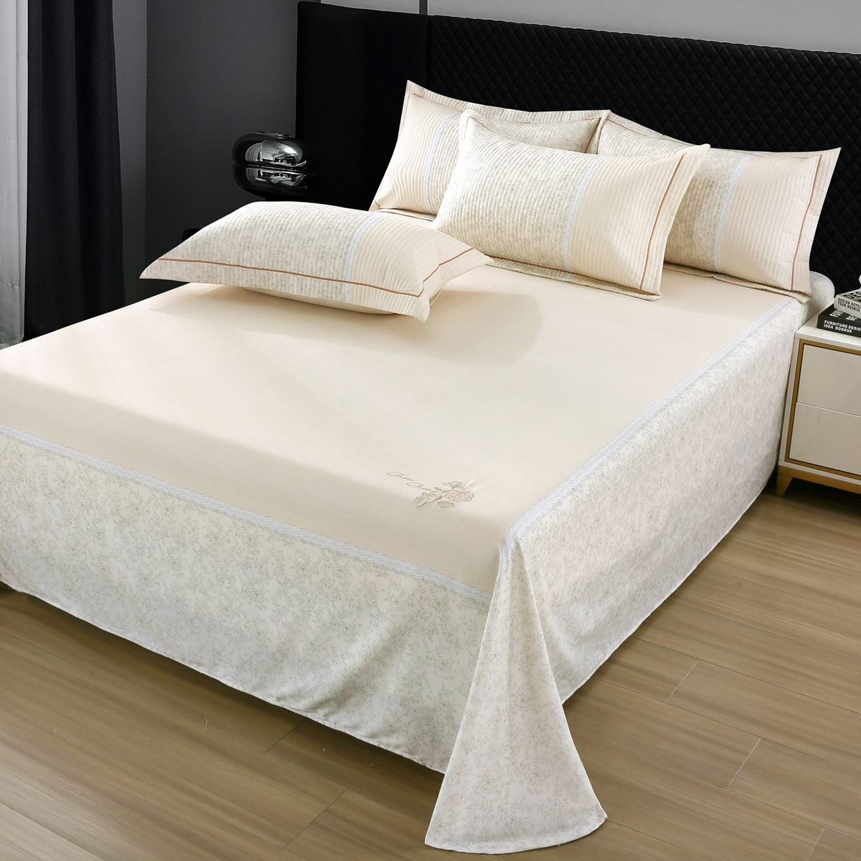 91家纺网 家纺一手货源 找家纺 OL家纺 2025新款亲肤全棉磨毛单品系列四件套 莫妮-黄