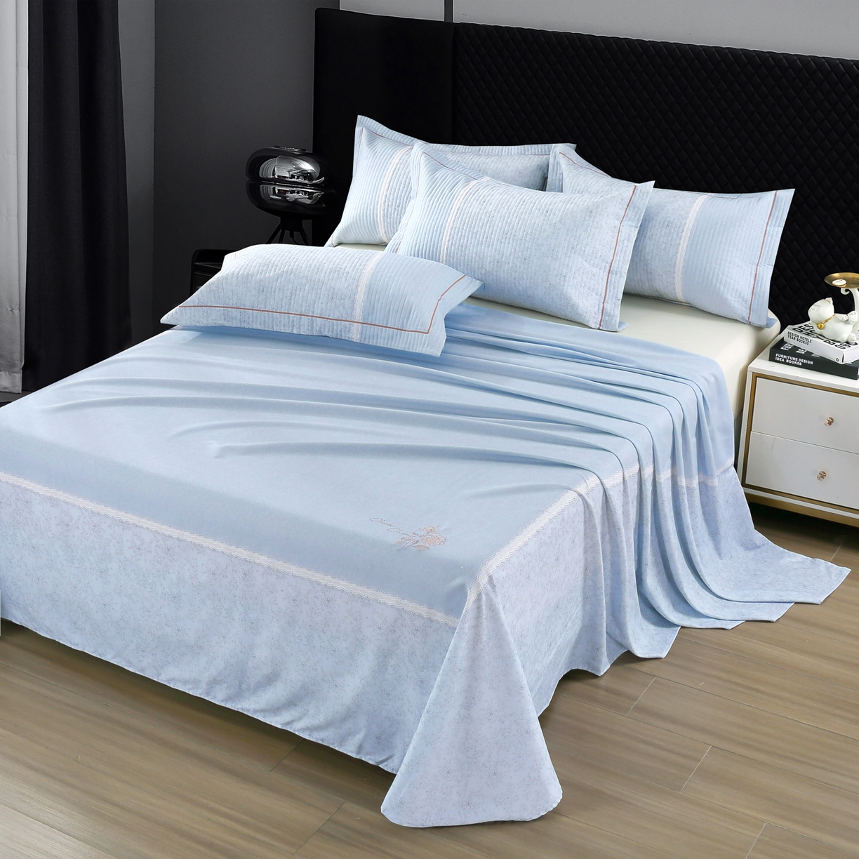 91家纺网 家纺一手货源 找家纺 OL家纺 2025新款亲肤全棉磨毛单品系列四件套 莫妮-兰