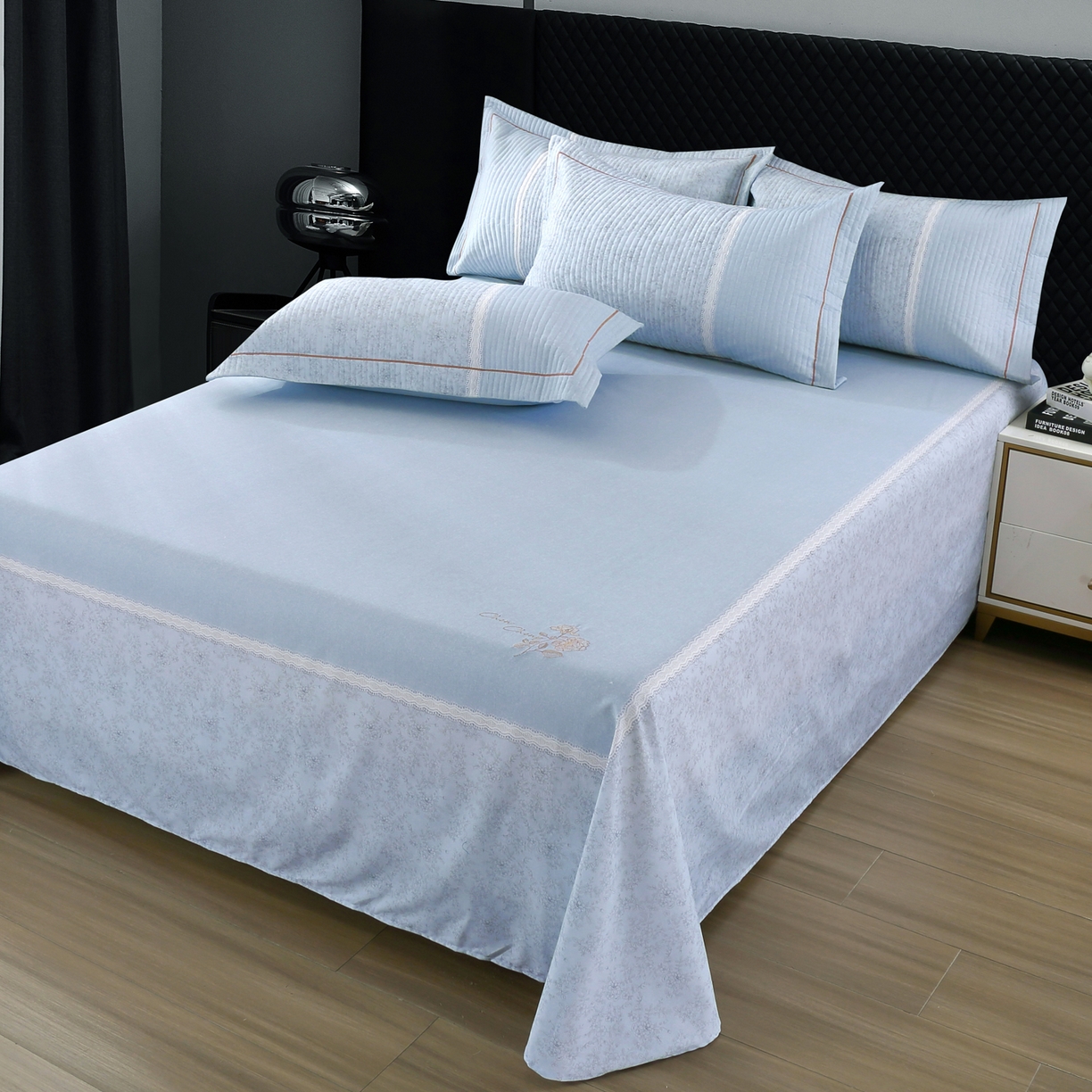 91家纺网 家纺一手货源 找家纺 OL家纺 2025新款亲肤全棉磨毛单品系列四件套 莫妮-兰